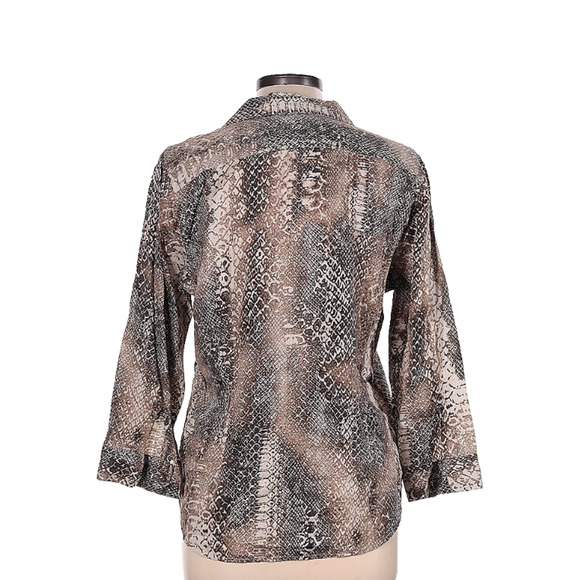Lauren Ralph Lauren Animal Print Button-Down Shirt L 100% Cotton 3/4 Sleeve Prep - Picture 2 of 7